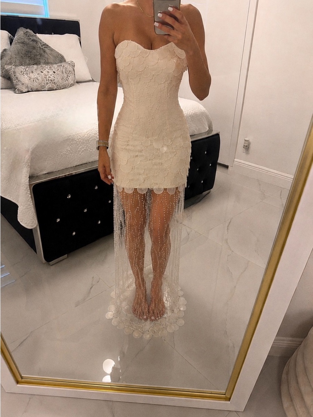 Strapless Cream seashell Mini Dress